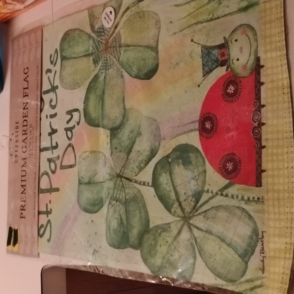 St Patrick's Day ladybug garden flag